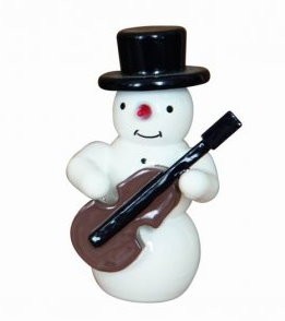 Snowman guitar decoration figure made of wood 5.5cm