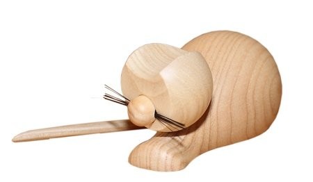 Holzfigur Katze natur sitzend - 5cm