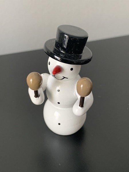 Schneemann Musiker mit Maracas Dekofigur aus Holz 5,5cm