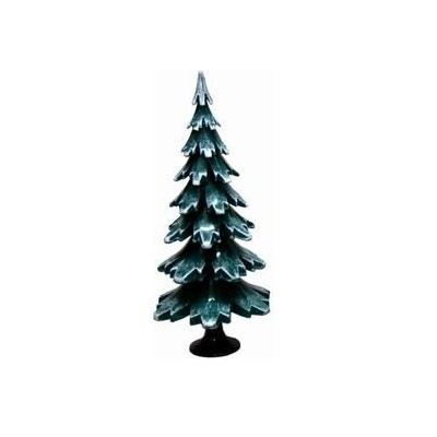 Green and white Christmas tree made of wood 15.5cm