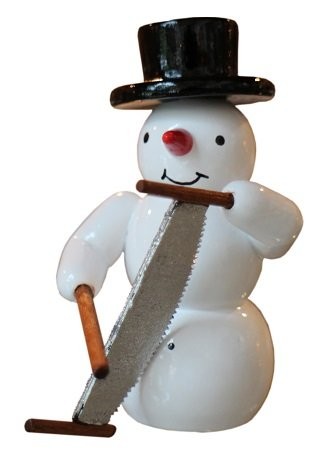 Snowman singing saw decorative figure made of wood 5.5cm