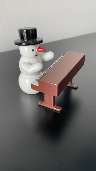 Schneemann am Keyboard Dekofigur aus Holz 5,5cm