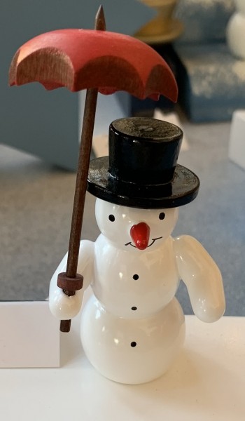 Schneemann mit Schirm Dekofigur aus Holz 5,5cm
