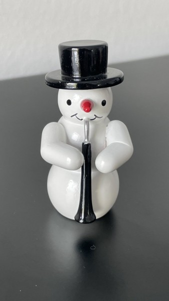 Snowman with recorder decorative figure made of wood 5.5cm