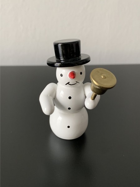 Schneemann mit Glocke Dekofigur aus Holz 5,5cm