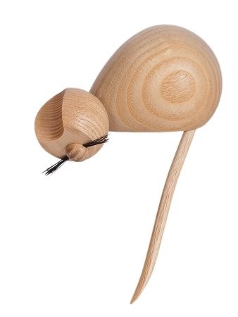 Holzfigur Katze natur an Ecke sitzend - 10,5cm