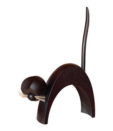 Holzfigur Katze schwarz stehend (maxi) - 23,5cm