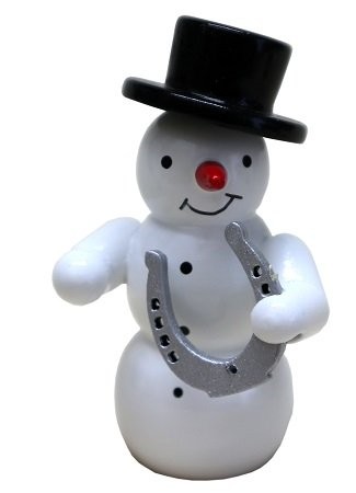 Snowman with horseshoe decoration figure made of wood 5.5cm