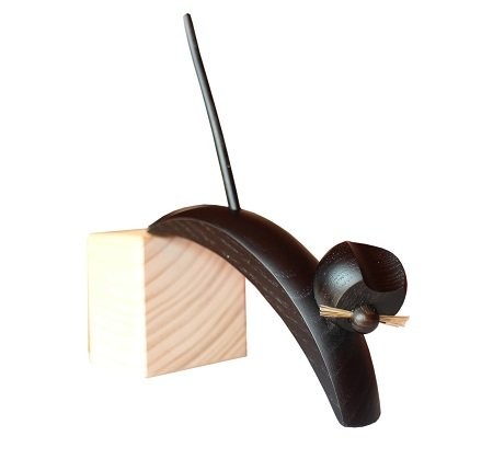 Holzfigur Katze schwarz springend - 16cm