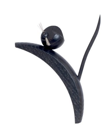 Holzfigur Katze schwarz kletternd - 12,5cm