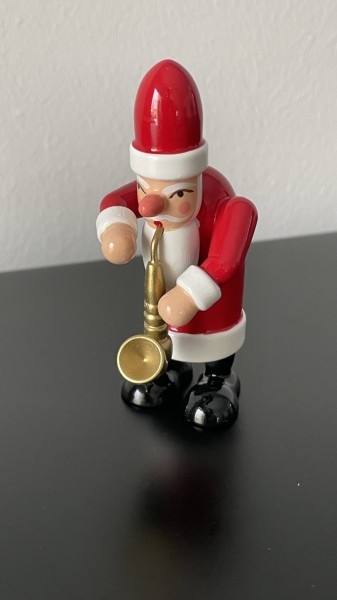 Santa Claus with saxophone decoration figure made of wood 7.5cm