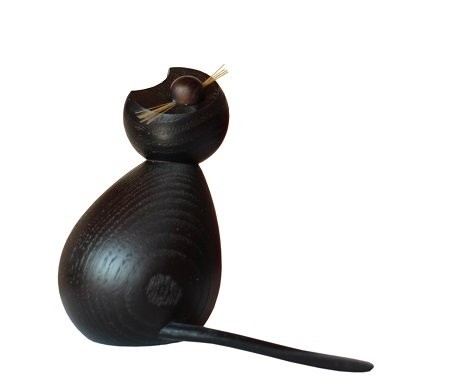 Holzfigur Katze schwarz Der Träumer - 8cm