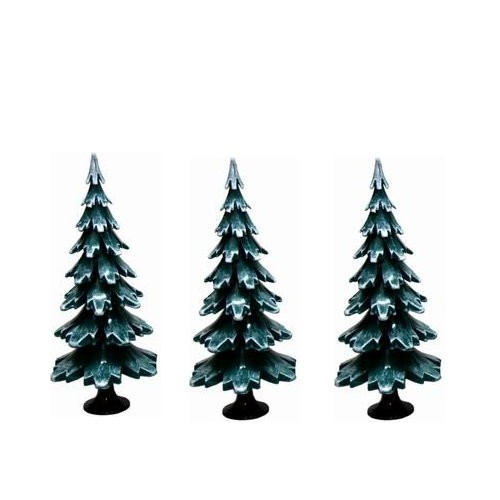 Fir tree green white made of wood 6.5cm (3 pieces)