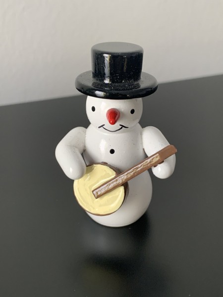 Schneemann mit Banjo Dekofigur aus Holz 5,5cm